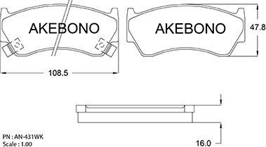 Akebono AN-431WK - Bremžu uzliku kompl., Disku bremzes autodraugiem.lv