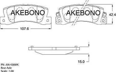Akebono AN-438WKE - Bremžu uzliku kompl., Disku bremzes autodraugiem.lv