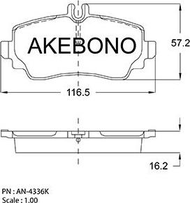 Akebono AN-4336KE - Bremžu uzliku kompl., Disku bremzes autodraugiem.lv