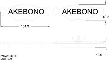 Akebono AN-4331KE - Bremžu uzliku kompl., Disku bremzes autodraugiem.lv