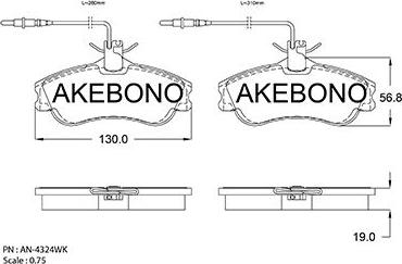 Akebono AN-4324WKE - Bremžu uzliku kompl., Disku bremzes autodraugiem.lv