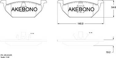 Akebono AN-4320K - Bremžu uzliku kompl., Disku bremzes autodraugiem.lv