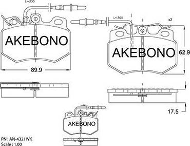 Akebono AN-4321WK - Bremžu uzliku kompl., Disku bremzes autodraugiem.lv