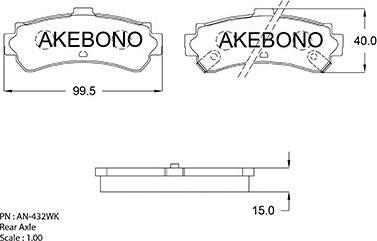 Akebono AN-432WK - Bremžu uzliku kompl., Disku bremzes autodraugiem.lv