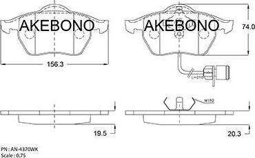 Akebono AN-4370WKE - Bremžu uzliku kompl., Disku bremzes autodraugiem.lv