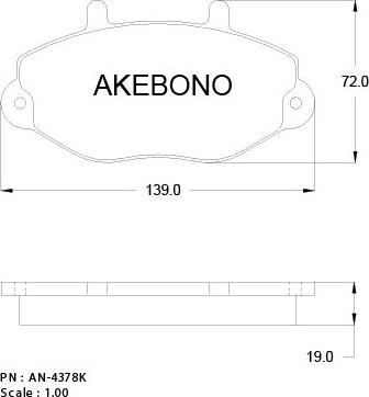 Akebono AN-4378KE - Bremžu uzliku kompl., Disku bremzes autodraugiem.lv