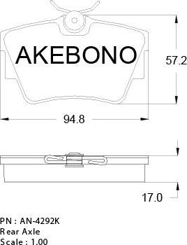Akebono AN-4292KE - Bremžu uzliku kompl., Disku bremzes autodraugiem.lv