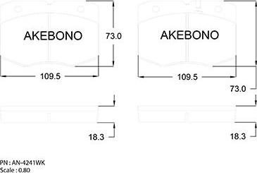 Akebono AN-4241WK - Bremžu uzliku kompl., Disku bremzes autodraugiem.lv