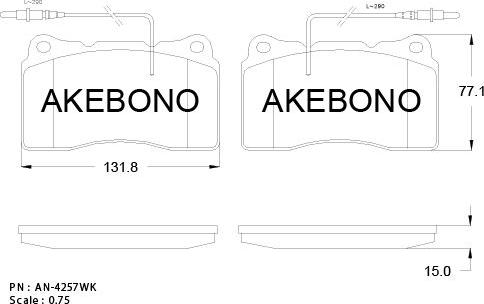 Akebono AN-4257WKE - Bremžu uzliku kompl., Disku bremzes autodraugiem.lv