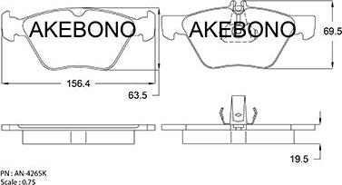 Akebono AN-4265K - Bremžu uzliku kompl., Disku bremzes autodraugiem.lv