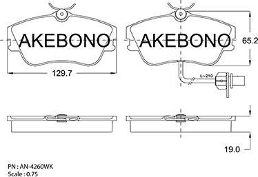 Akebono AN-4260WKE - Bremžu uzliku kompl., Disku bremzes autodraugiem.lv