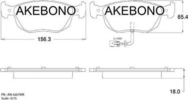 Akebono AN-4267WKE - Bremžu uzliku kompl., Disku bremzes autodraugiem.lv