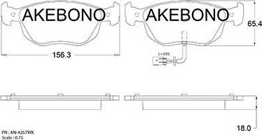 Akebono AN-4267WK - Bremžu uzliku kompl., Disku bremzes autodraugiem.lv