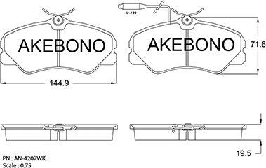 Akebono AN-4207WKE - Bremžu uzliku kompl., Disku bremzes autodraugiem.lv