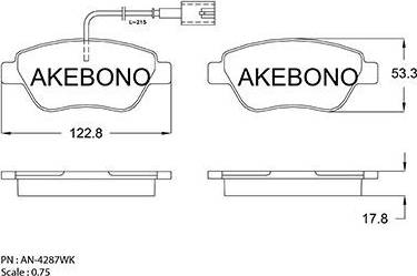 Akebono AN-4287WK - Bremžu uzliku kompl., Disku bremzes autodraugiem.lv