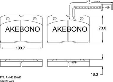 Akebono AN-4230WK - Bremžu uzliku kompl., Disku bremzes autodraugiem.lv