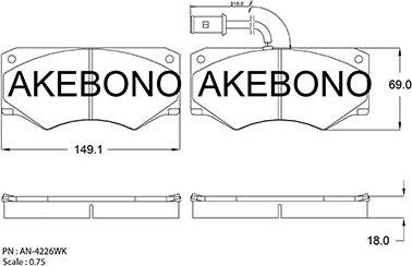Akebono AN-4226WK - Bremžu uzliku kompl., Disku bremzes autodraugiem.lv