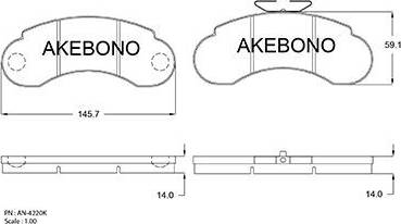 Akebono AN-4220K - Bremžu uzliku kompl., Disku bremzes autodraugiem.lv