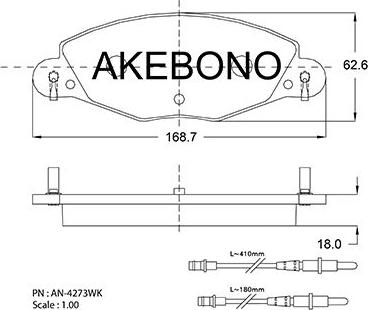 Akebono AN-4273WKE - Bremžu uzliku kompl., Disku bremzes autodraugiem.lv
