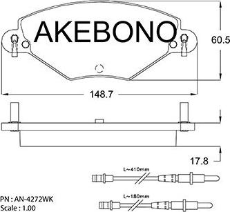 Akebono AN-4272WKE - Bremžu uzliku kompl., Disku bremzes autodraugiem.lv