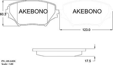 Akebono AN-640K - Bremžu uzliku kompl., Disku bremzes autodraugiem.lv