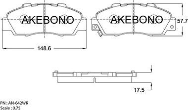 Akebono AN-642WKE - Bremžu uzliku kompl., Disku bremzes autodraugiem.lv
