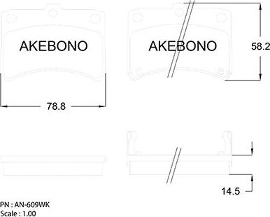 Akebono AN-609WK - Bremžu uzliku kompl., Disku bremzes autodraugiem.lv