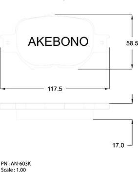 Akebono AN-603K - Bremžu uzliku kompl., Disku bremzes autodraugiem.lv
