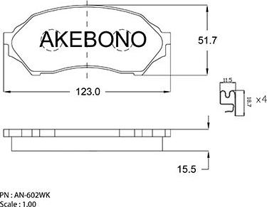 Akebono AN-602WKE - Bremžu uzliku kompl., Disku bremzes autodraugiem.lv