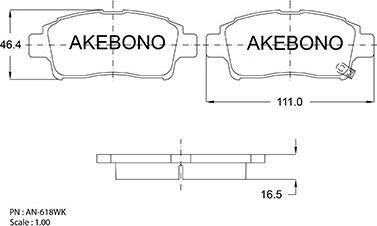 Akebono AN-618WK - Bremžu uzliku kompl., Disku bremzes autodraugiem.lv