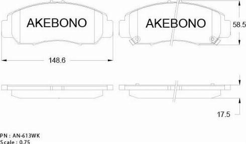 Akebono AN-613WK - Bremžu uzliku kompl., Disku bremzes autodraugiem.lv