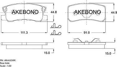 Akebono AN-632WK - Bremžu uzliku kompl., Disku bremzes autodraugiem.lv