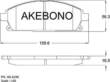 Akebono AN-629KE - Bremžu uzliku kompl., Disku bremzes autodraugiem.lv