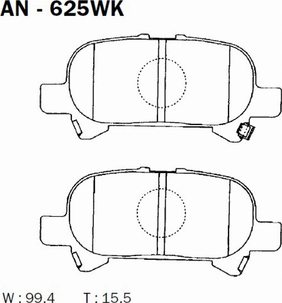 Akebono AN625WK - Bremžu uzliku kompl., Disku bremzes autodraugiem.lv