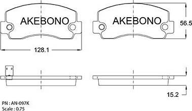 Akebono AN-097K - Bremžu uzliku kompl., Disku bremzes autodraugiem.lv