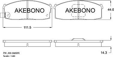 Akebono AN-088WKE - Bremžu uzliku kompl., Disku bremzes autodraugiem.lv