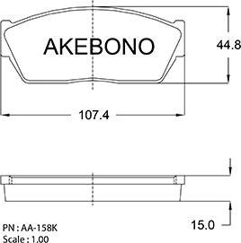 Akebono AN-158KE - Bremžu uzliku kompl., Disku bremzes autodraugiem.lv