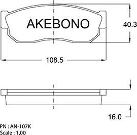 Akebono AN-107K - Bremžu uzliku kompl., Disku bremzes autodraugiem.lv