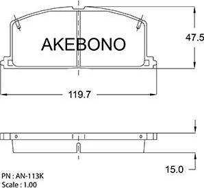 Akebono AN-113K - Bremžu uzliku kompl., Disku bremzes autodraugiem.lv