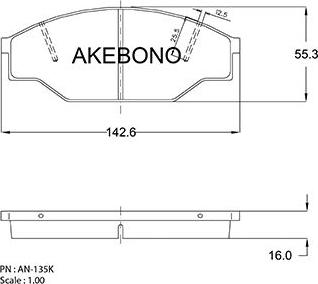 Akebono AN-135KE - Bremžu uzliku kompl., Disku bremzes autodraugiem.lv