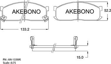 Akebono AN-133WKE - Bremžu uzliku kompl., Disku bremzes autodraugiem.lv