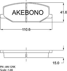 Akebono AN-129K - Bremžu uzliku kompl., Disku bremzes autodraugiem.lv