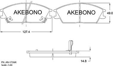 Akebono AN-173WKE - Bremžu uzliku kompl., Disku bremzes autodraugiem.lv