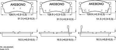 Akebono AN-8044WK - Bremžu uzliku kompl., Disku bremzes autodraugiem.lv