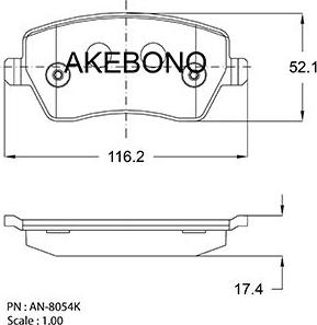 Akebono AN-8054K - Bremžu uzliku kompl., Disku bremzes autodraugiem.lv