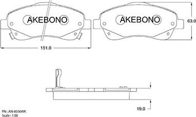 Akebono AN-8056WK - Bremžu uzliku kompl., Disku bremzes autodraugiem.lv