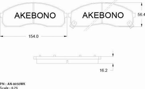 Akebono AN-8050WK - Bremžu uzliku kompl., Disku bremzes autodraugiem.lv
