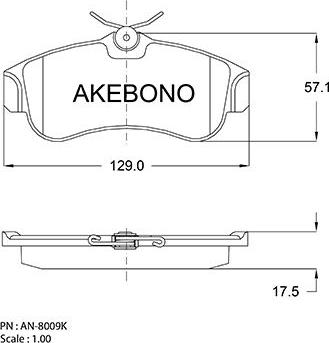 Akebono AN-8009K - Bremžu uzliku kompl., Disku bremzes autodraugiem.lv