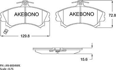 Akebono AN-8004WK - Bremžu uzliku kompl., Disku bremzes autodraugiem.lv