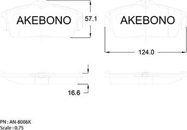 Akebono AN-8006K - Bremžu uzliku kompl., Disku bremzes autodraugiem.lv